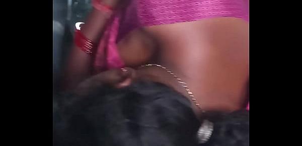  Aunty boobs showing in train